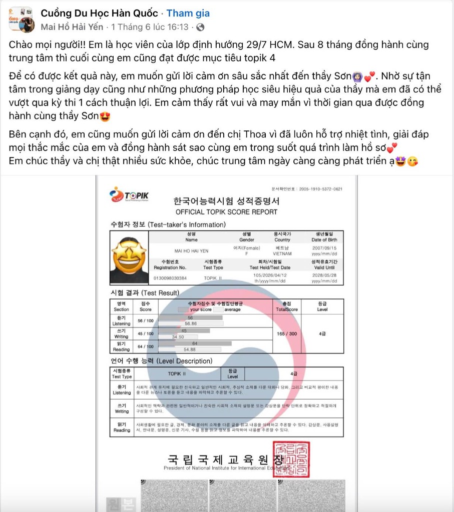 Feedback học viên SUNNY 1