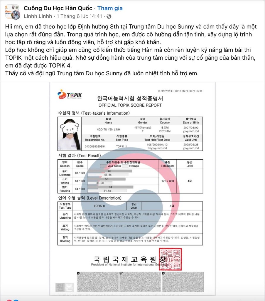 Feedback học viên SUNNY 3