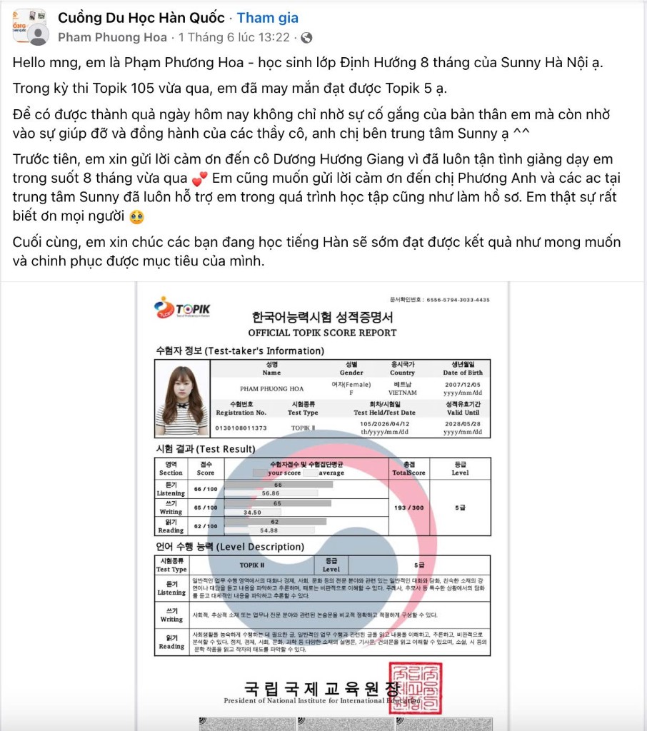 Feedback học viên SUNNY 5