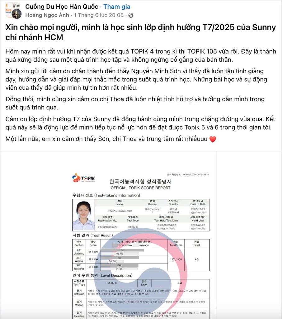Feedback học viên SUNNY 7